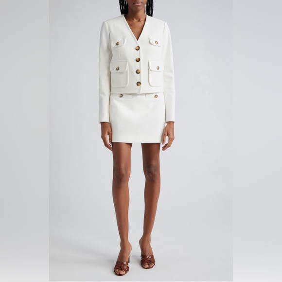 New! Veronica Beard Isola Blazer Jacket Off White Cream Ivory Cotton Size 14 - Picture 14 of 15